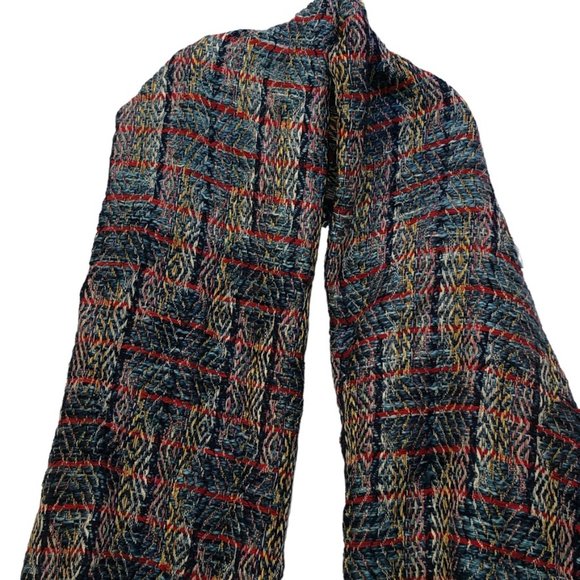 Zara SPECTACULAR indigo blue fringe trim woven wrap ruana - Picture 1 of 6